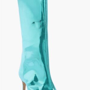 Aqua Metallic Heeled Boots